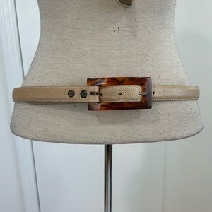 Rare! Vintage Jeff Deegan Lucite Belt Buckle with Dicelli Karung Leather Belt